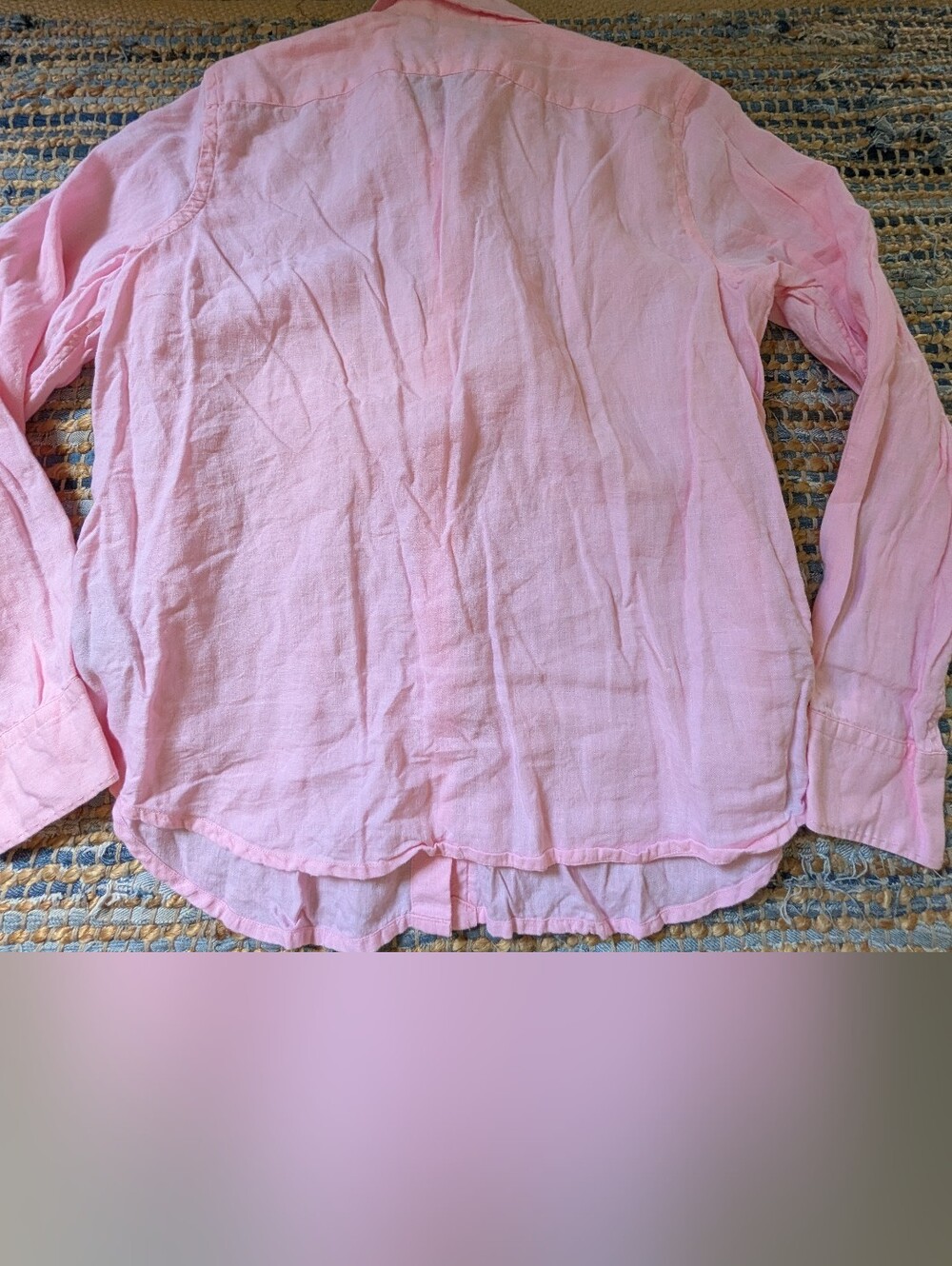 Vtg Lauren Ralph Lauren Linen Button Up Shirt L Pink L/S Preppy Classic - Picture 7 of 7